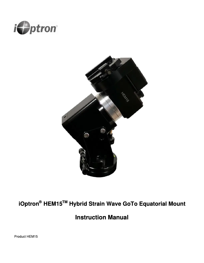 Page 1 de la notice Manuel utilisateur iOptron HEM15