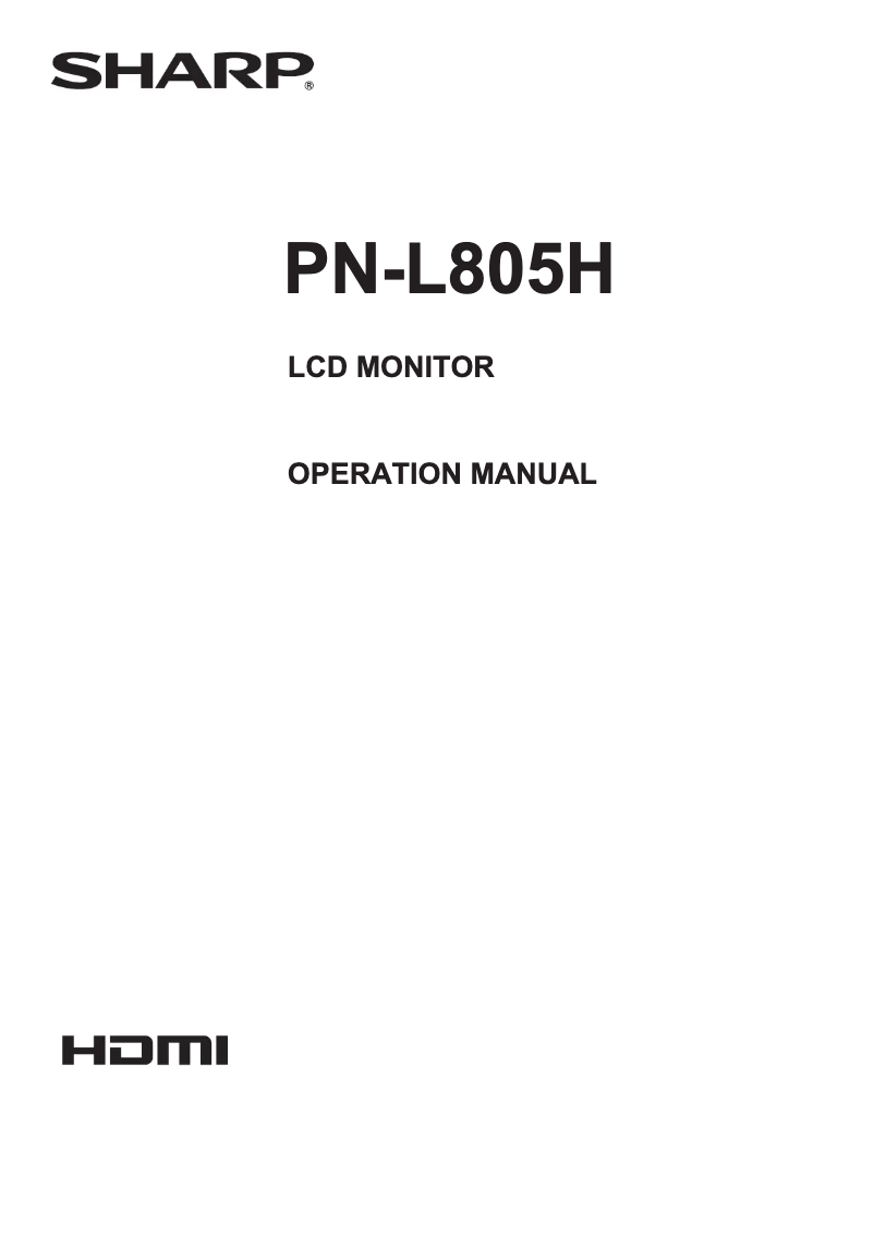 Image de la première page du manuel de l'appareil Aquos PN-L805H