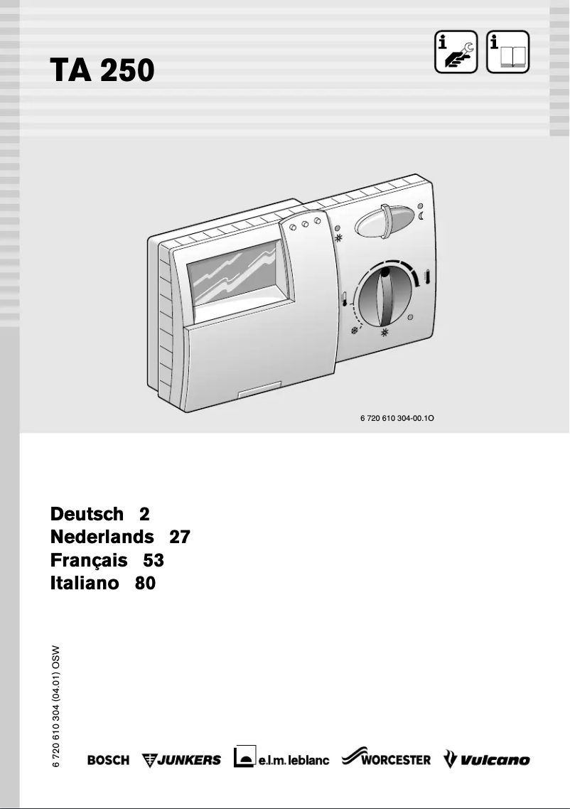 Page 1 de la notice Manuel utilisateur Bosch TA 250