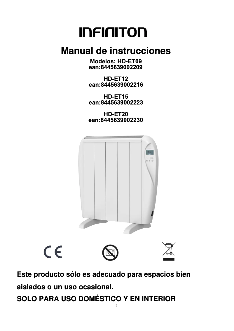 Page 1 of the manual User Manual Infiniton HD-ET12