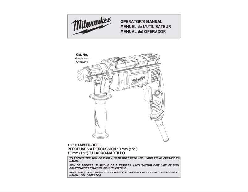 Page n°1 - Manuel utilisateur Milwaukee 5376-20