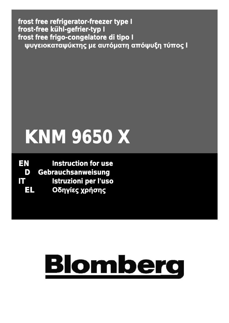 Page n°1 - Manuel utilisateur Blomberg KNM 9650 X