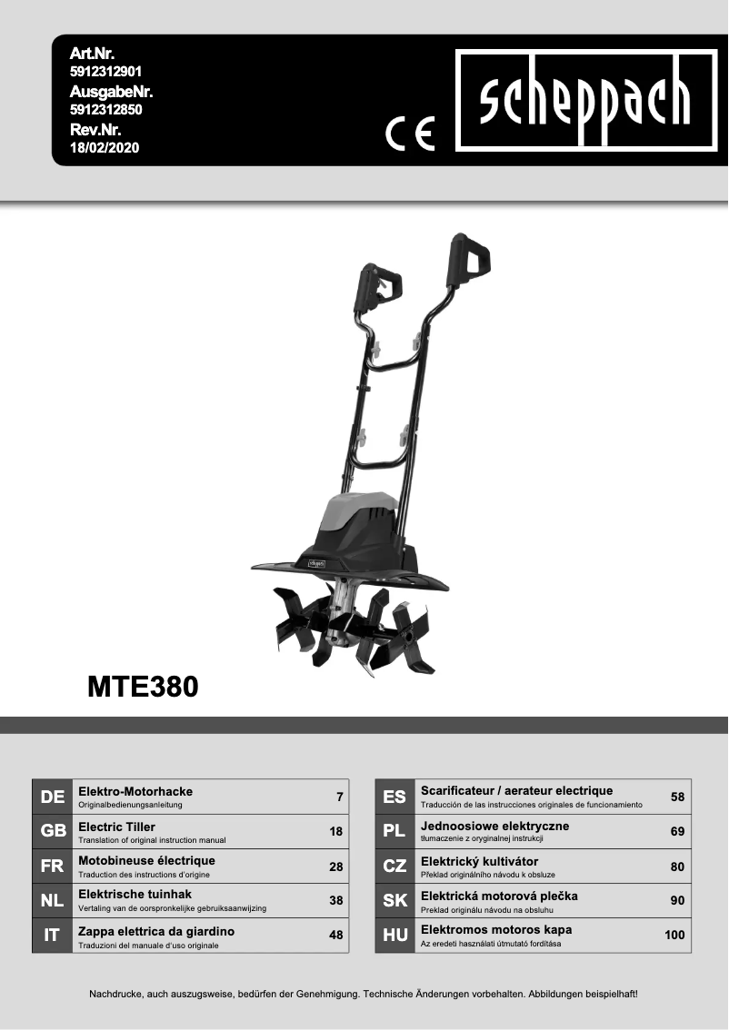 Image de la première page du manuel de l'appareil MTE380