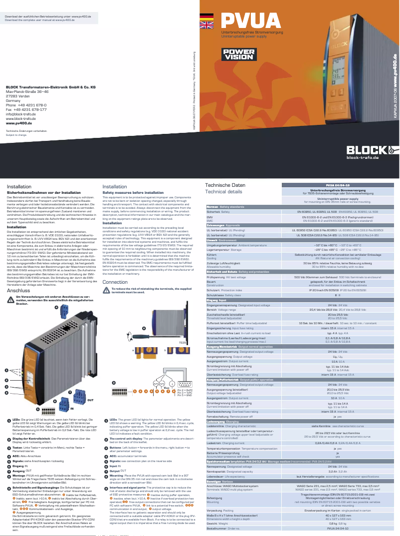 Page 1 of the manual User Manual Block 24/24-10