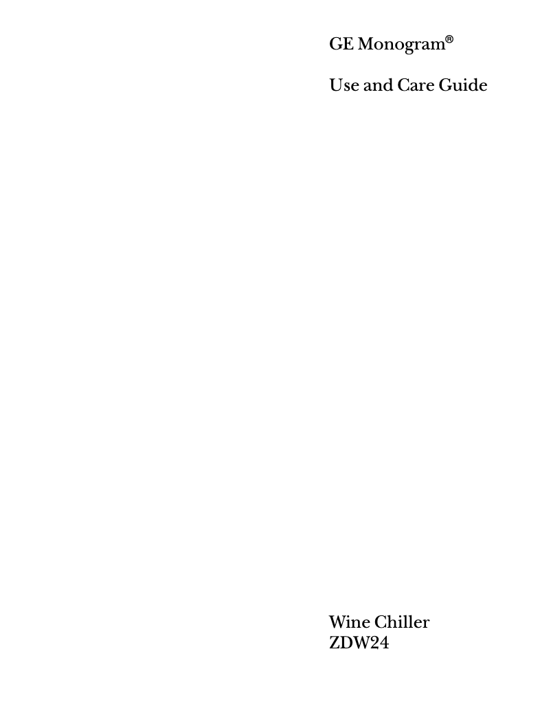 Image de la première page du manuel de l'appareil ZDW24AWW