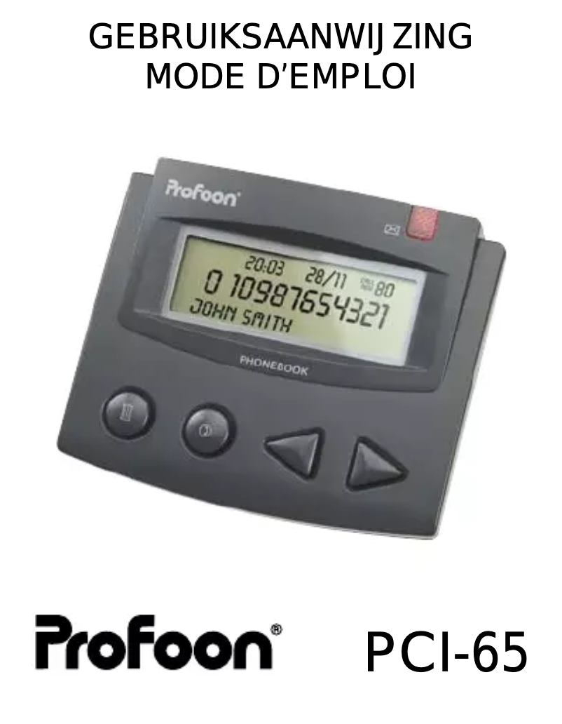 Page 1 de la notice Manuel utilisateur Profoon PCI-65