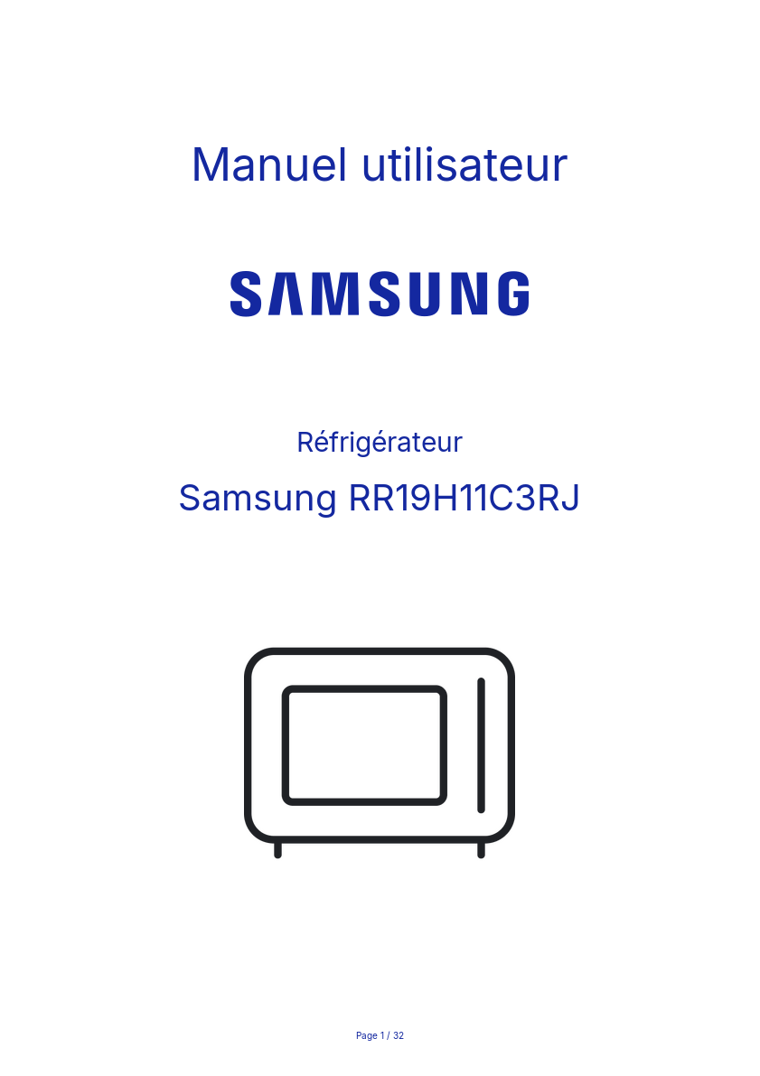 Page n°1 - Manuel utilisateur Samsung RR19H11C3RJ