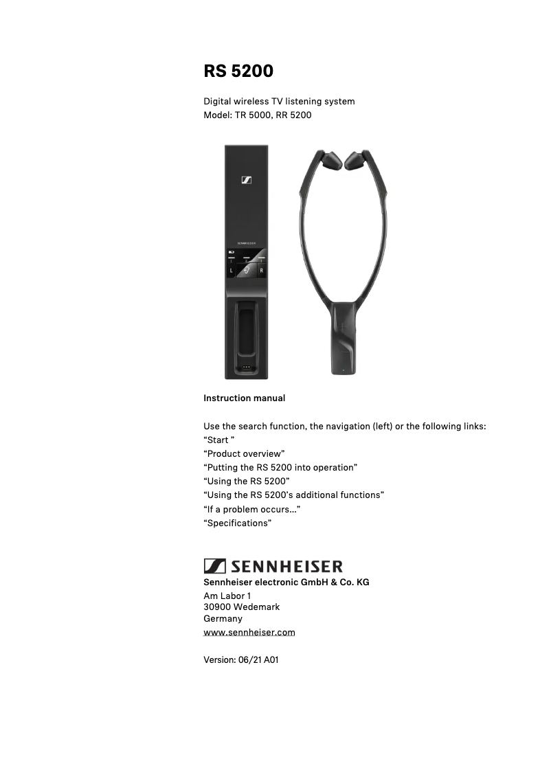 Page 1 de la notice Manuel utilisateur Sennheiser RR 5200