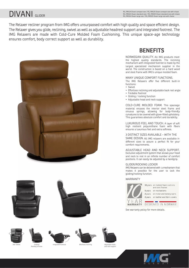 Page 1 de la notice Fiche technique IMG Divani RM225