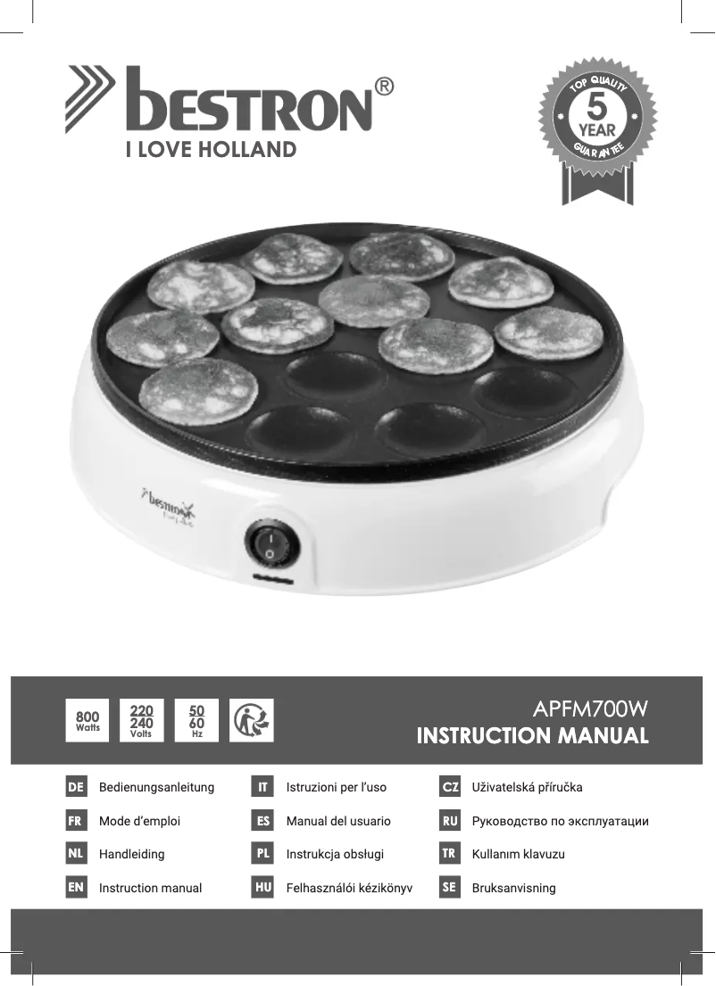 Page n°1 - Manuel utilisateur Bestron APFM700W