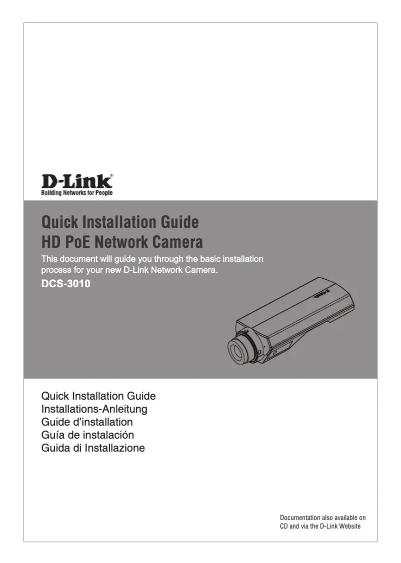 Page 1 de la notice Guide d'installation D-Link DCS-3010