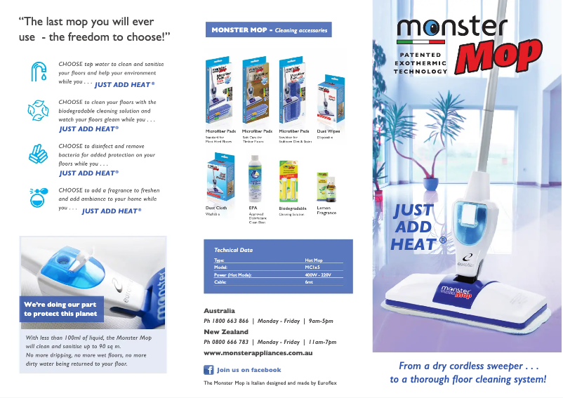 Page 1 de la notice Fiche technique Euroflex Monster Mop