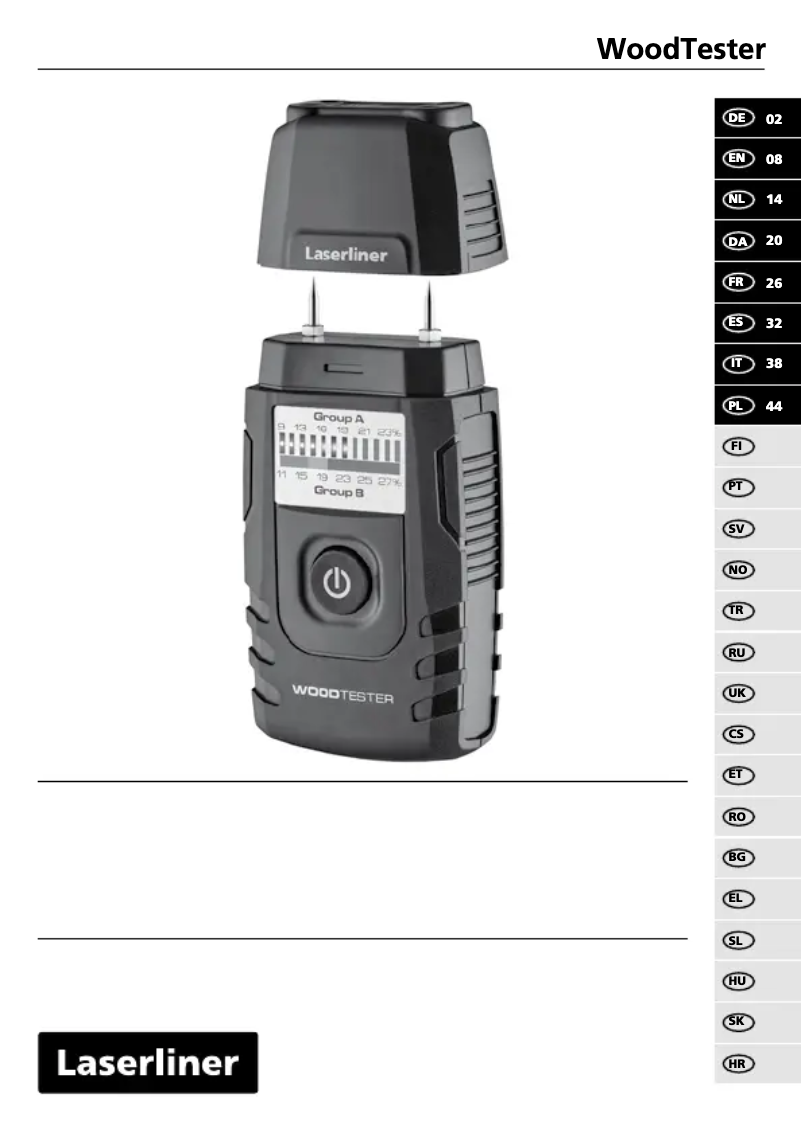 Image de la première page du manuel de l'appareil WoodTester