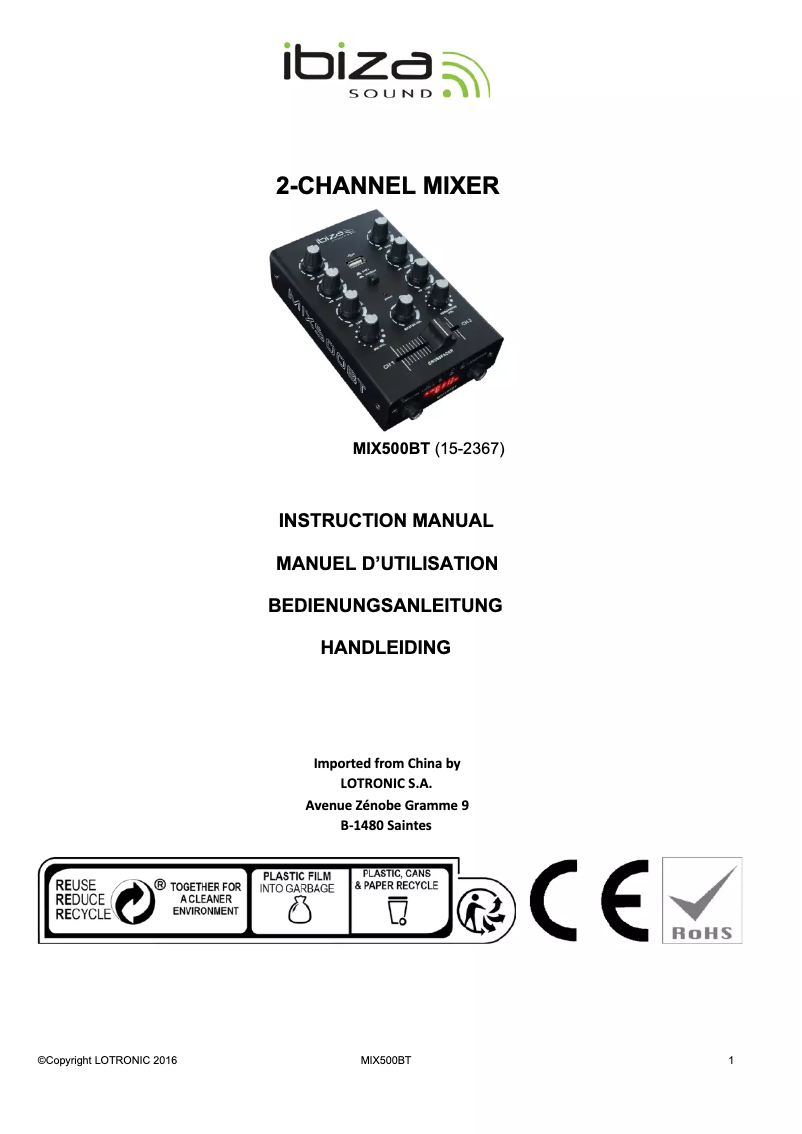 Image de la première page du manuel de l'appareil MIX500BT