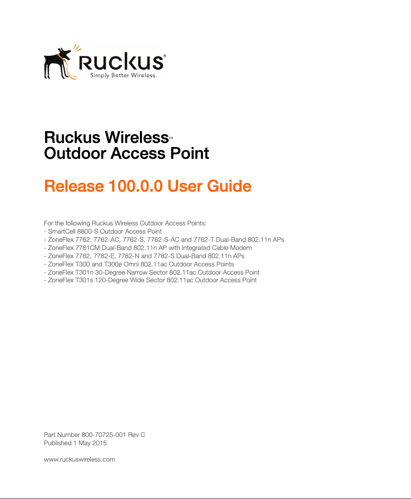Page n°1 - Manuel utilisateur Ruckus Wireless ZoneFlex 7782
