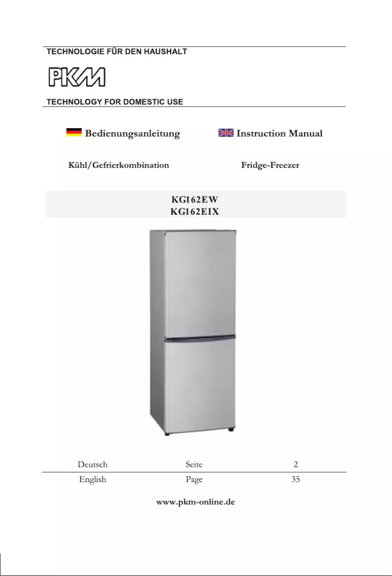 Page 1 de la notice Manuel utilisateur PKM KG162EW
