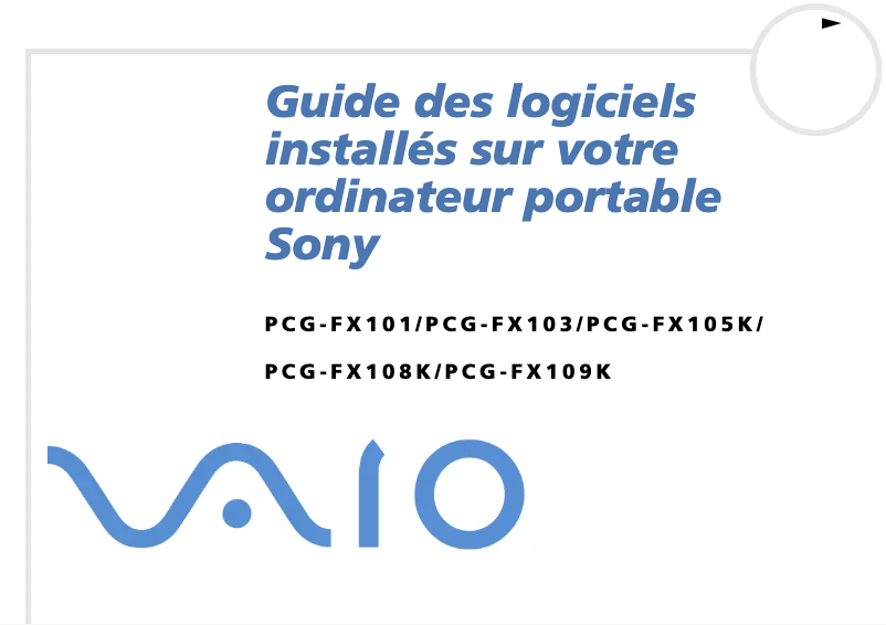 Page n°1 - Manuel utilisateur Sony Vaio PCG-FX101