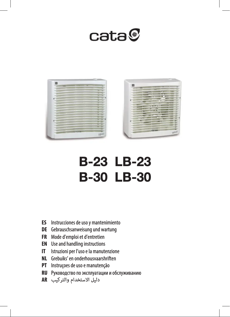 Page n°1 - Manuel utilisateur CATA B-30