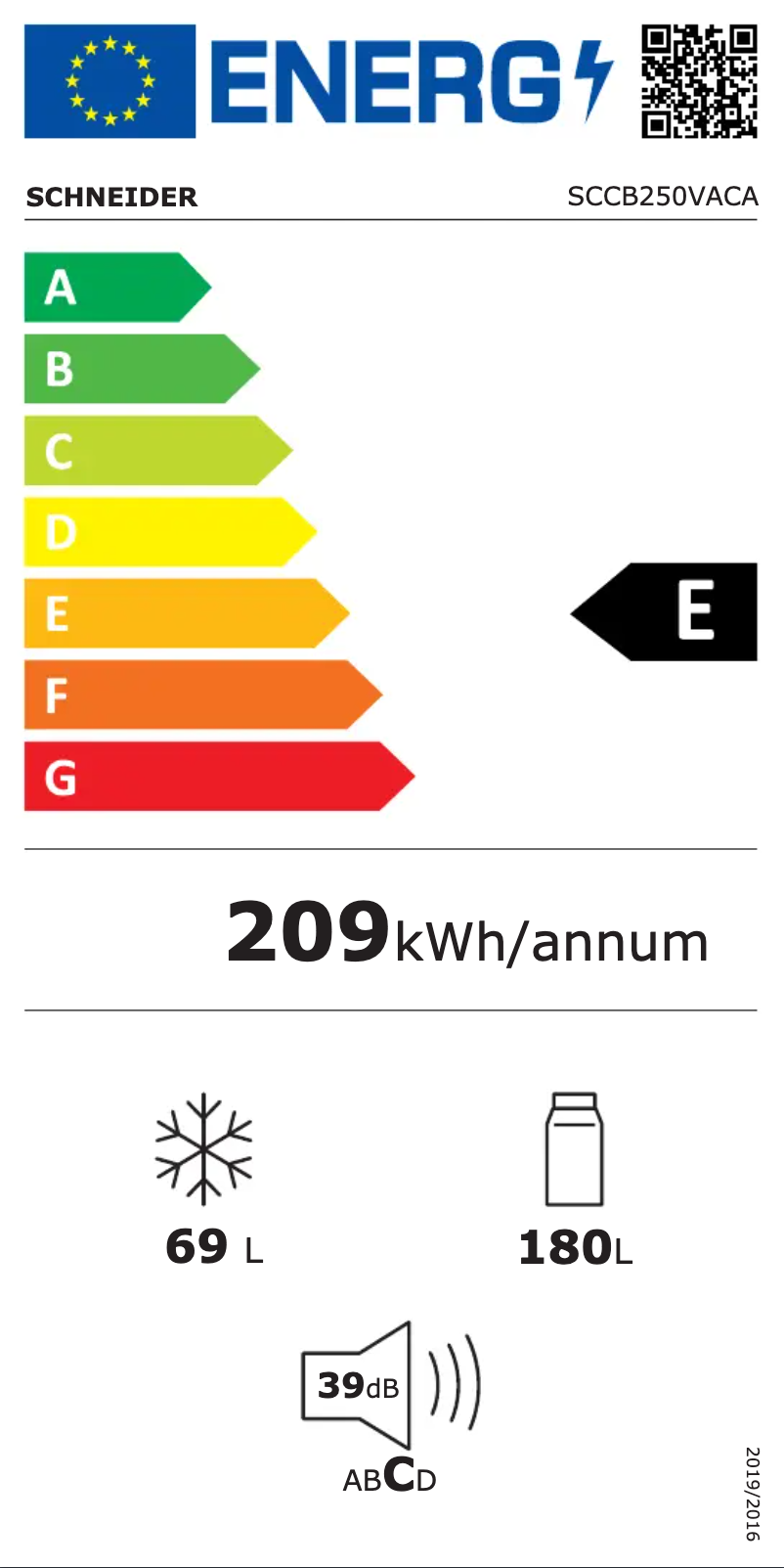 Page n°1 - Label énergétique Schneider SCCB250VACA