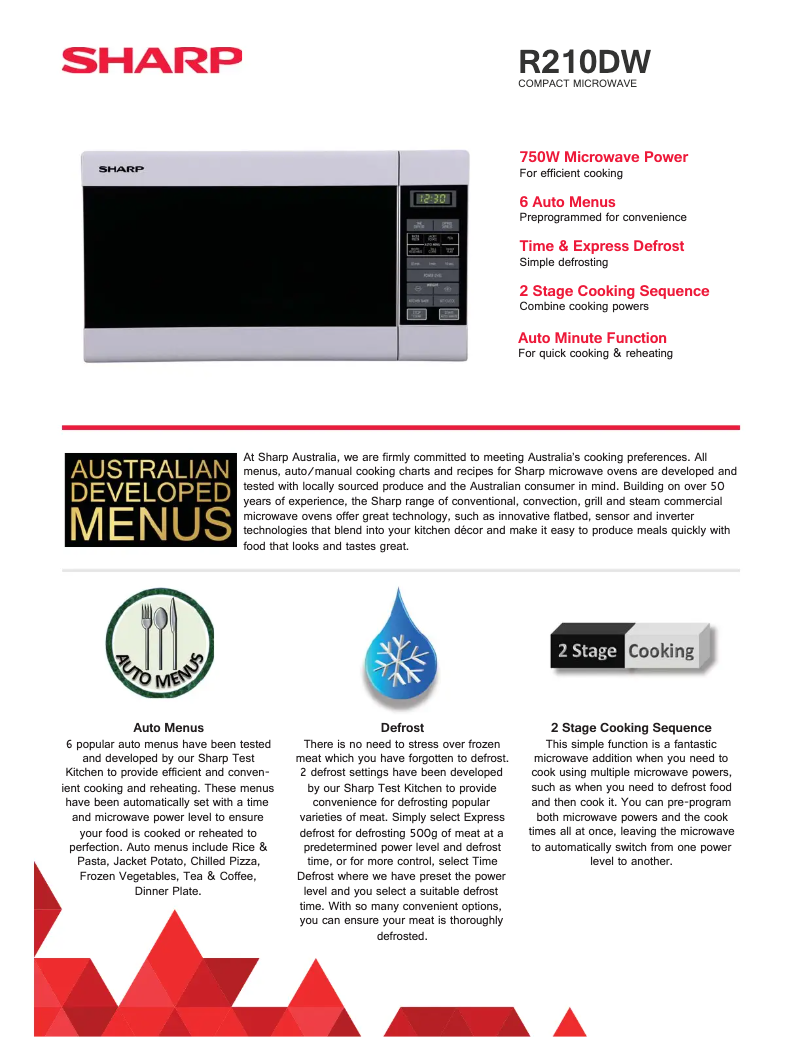 Page n°1 - Fiche technique Sharp R-210DW
