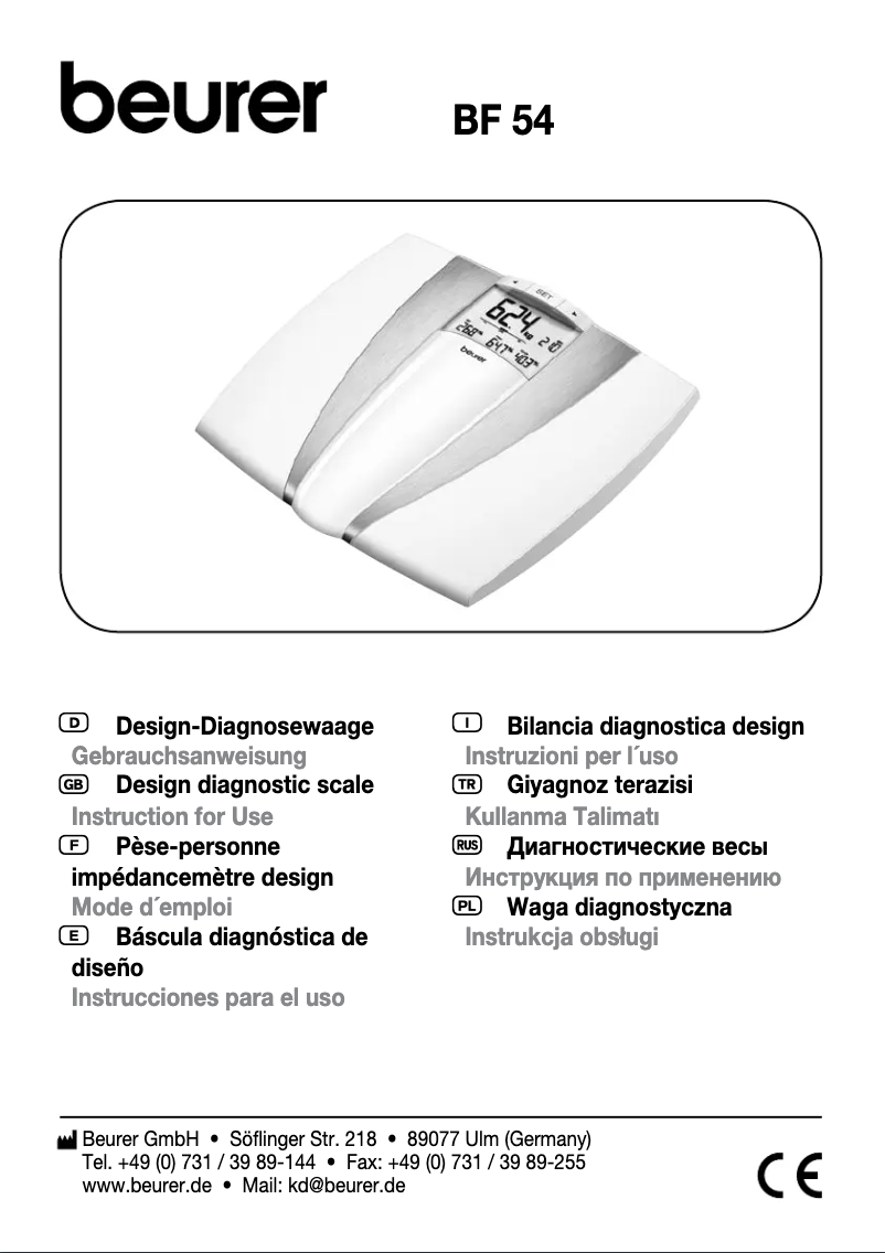 Page 1 de la notice Manuel utilisateur Beurer BF 54