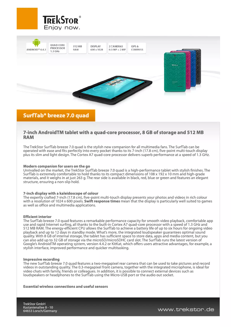 Image de la première page du manuel de l'appareil SurfTab breeze 7.0