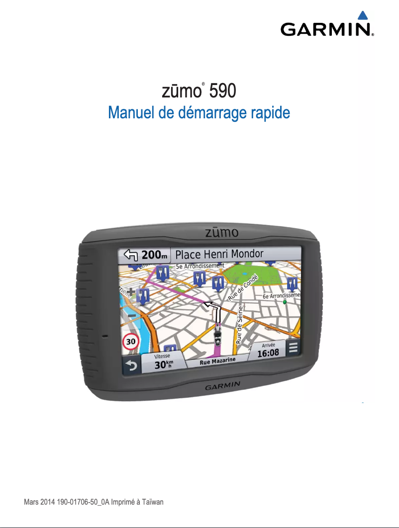 Page 1 de la notice Manuel utilisateur Garmin zūmo 590LM