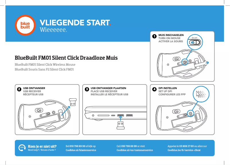 Page 1 de la notice Manuel utilisateur BlueBuilt FM01 Silent Click