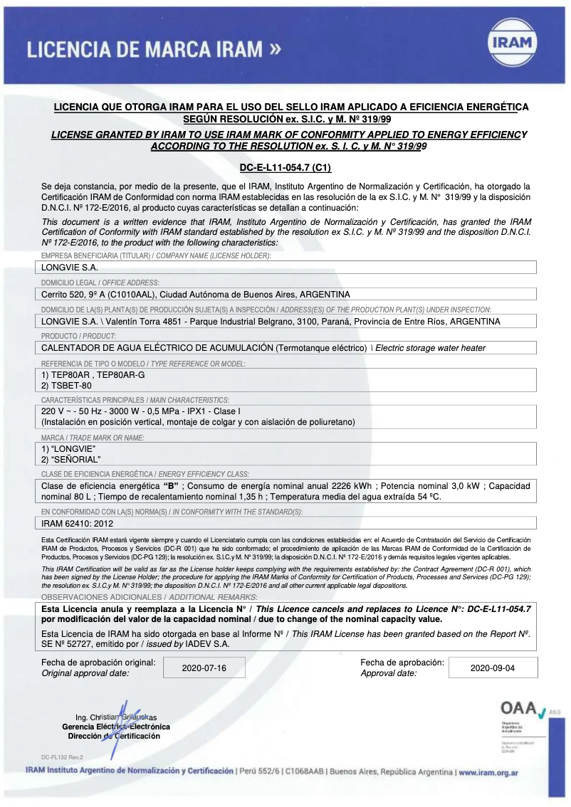Page 1 de la notice Manuel utilisateur Longvie TE80F