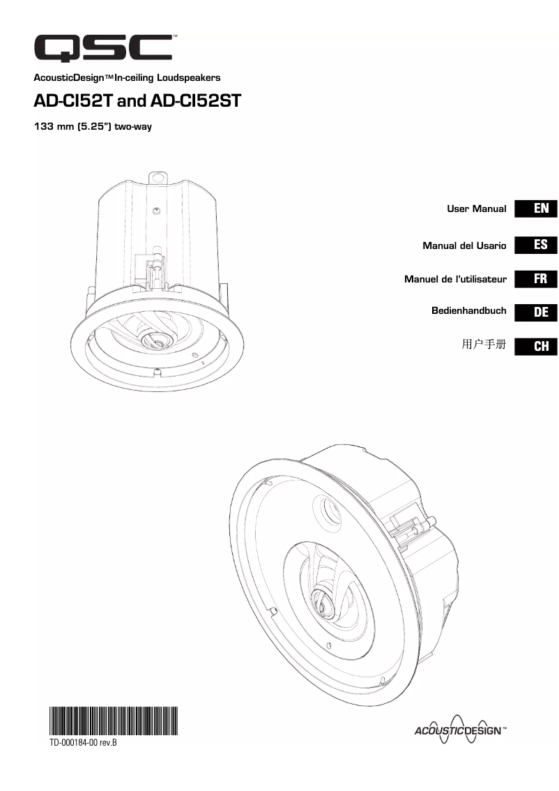 Page 1 de la notice Manuel utilisateur QSC AD-Ci52T