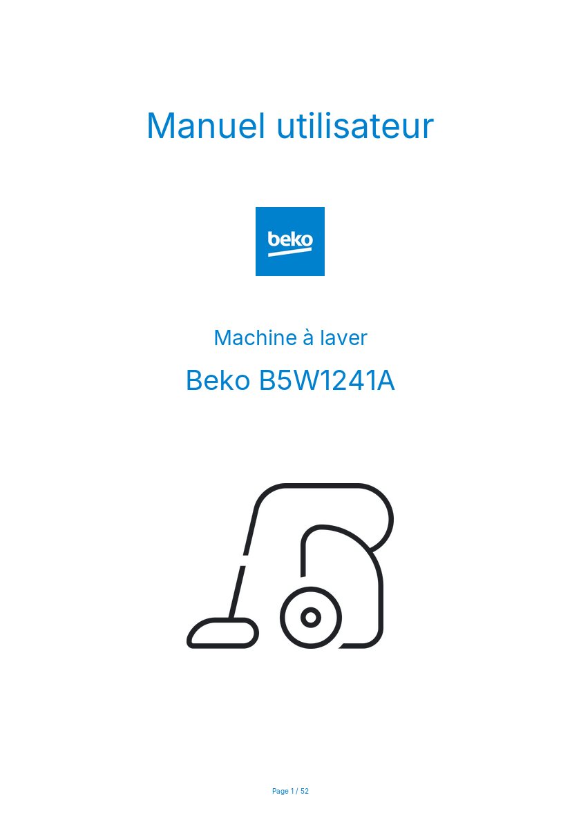 Page n°1 - Manuel utilisateur Beko B5W1241A