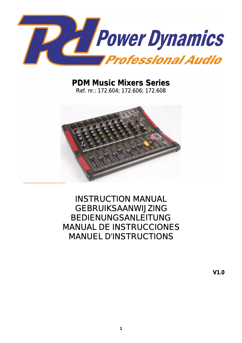 Page n°1 - Manuel utilisateur Power Dynamics PDM-M804