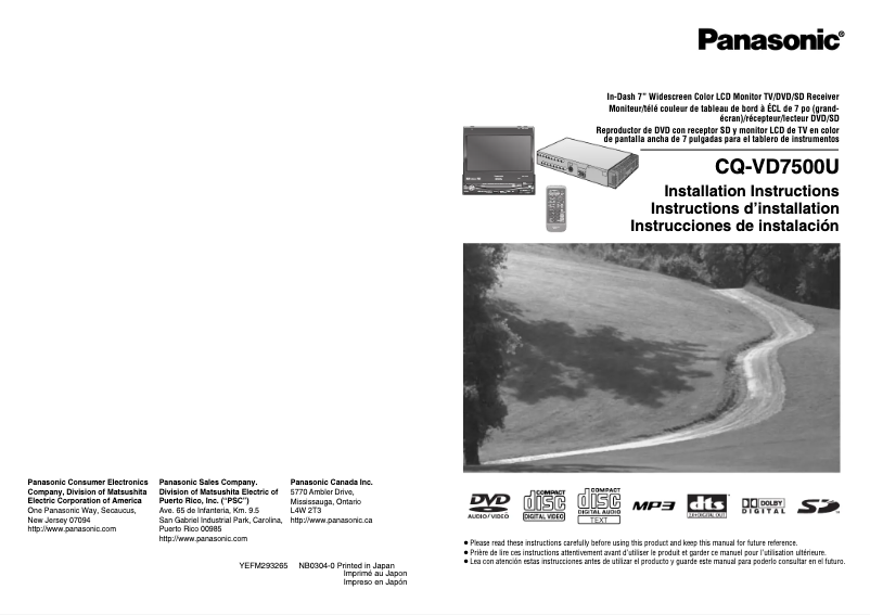 Image de la première page du manuel de l'appareil CQ-VD7500