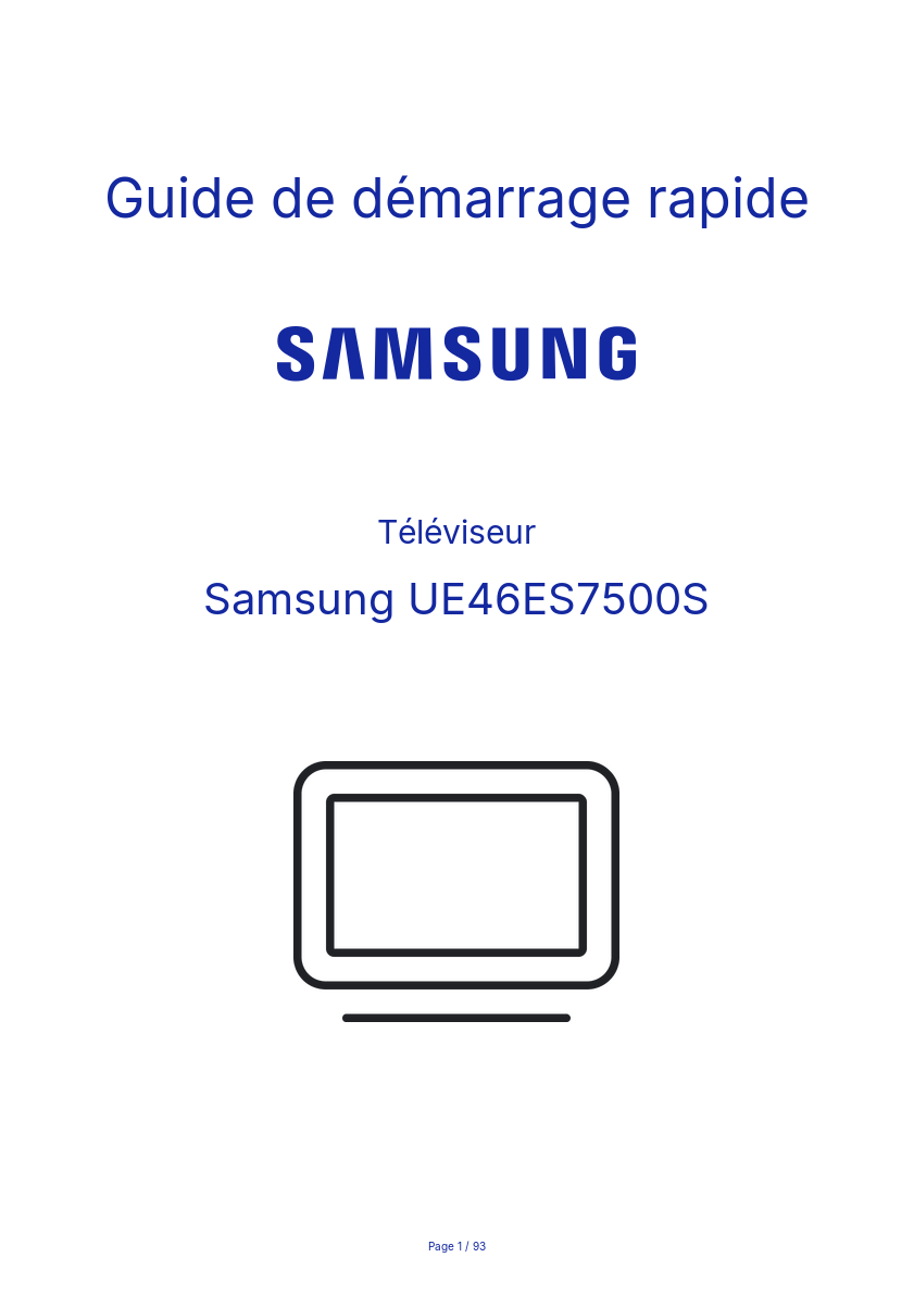 Image de la première page du manuel de l'appareil UE46ES7500S