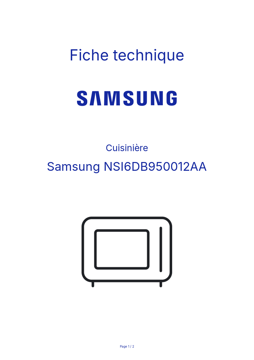 Page n°1 - Fiche technique Samsung NSI6DB950012AA