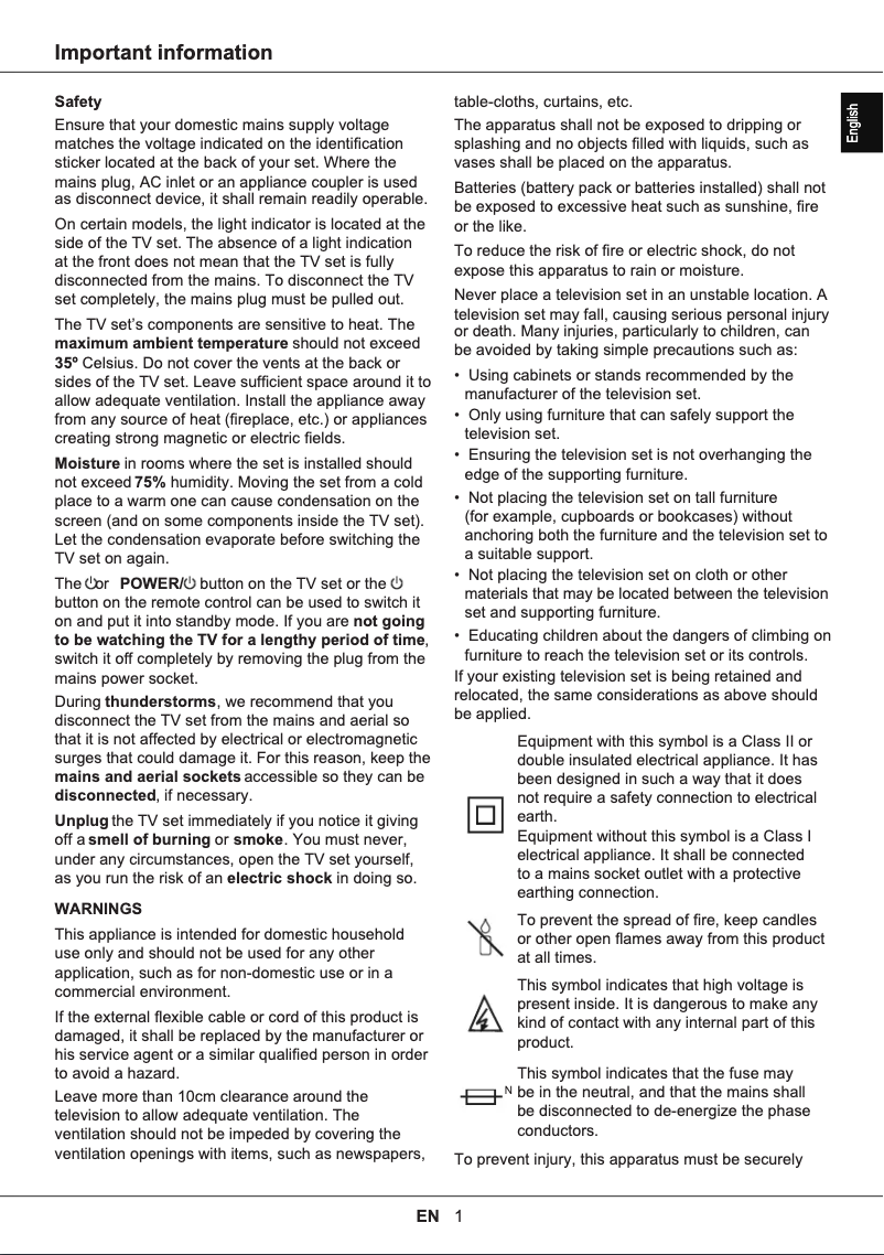 Page 1 de la notice Manuel utilisateur TCL 75P716