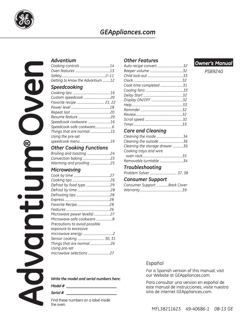 Page 1 de la notice Manuel utilisateur GE PSB9240SFSS Profile