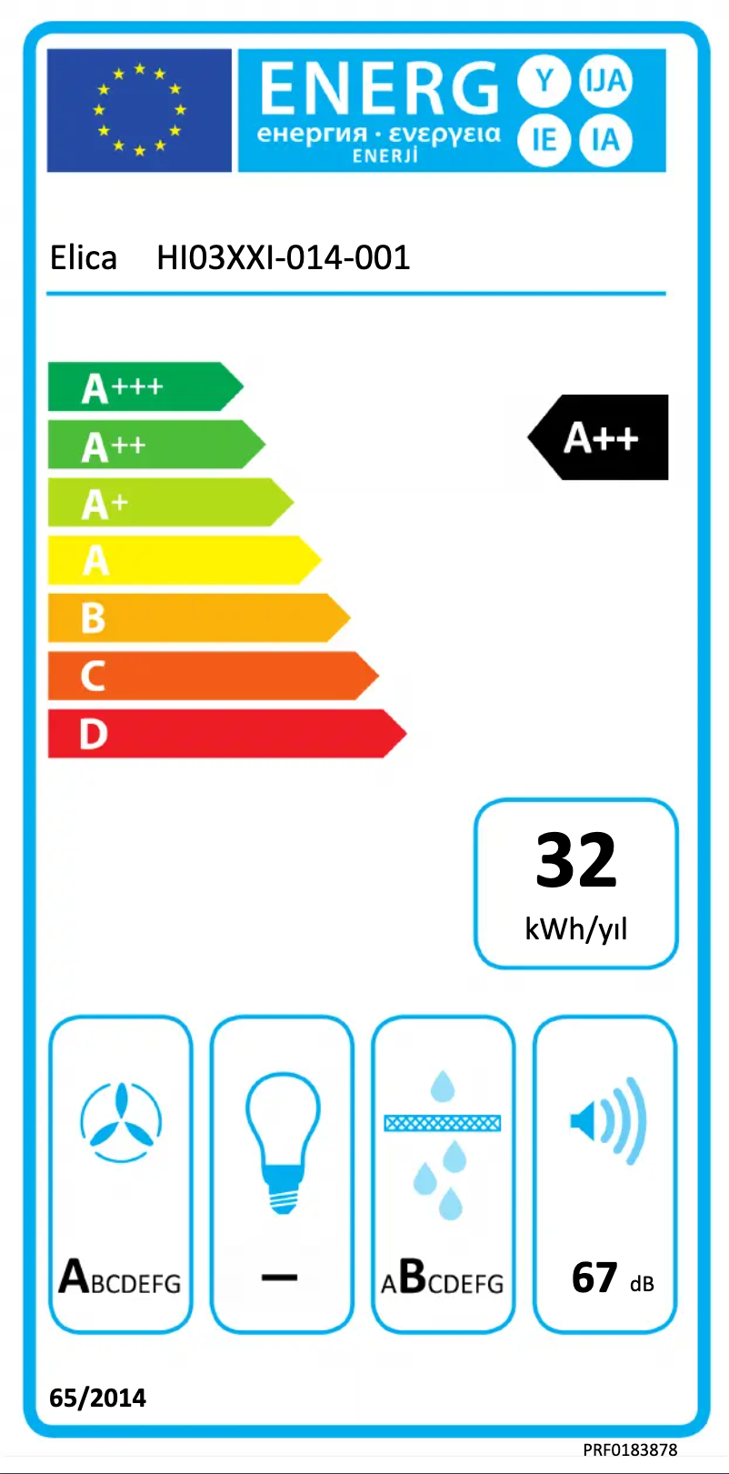 Page 1 of the manual Energy Label Elica NikolaTesla SWITCH GLOW PRF0183878