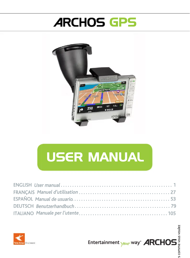 Page n°1 - Manuel utilisateur Archos 605 GPS