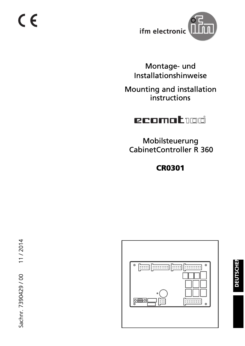 Page n°1 - Manuel utilisateur IFM CR0301