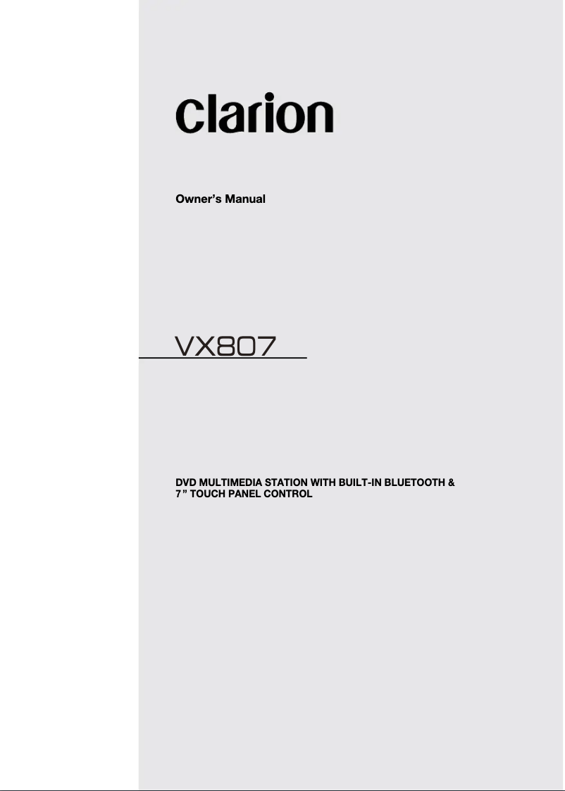Page 1 de la notice Manuel utilisateur Clarion VX807