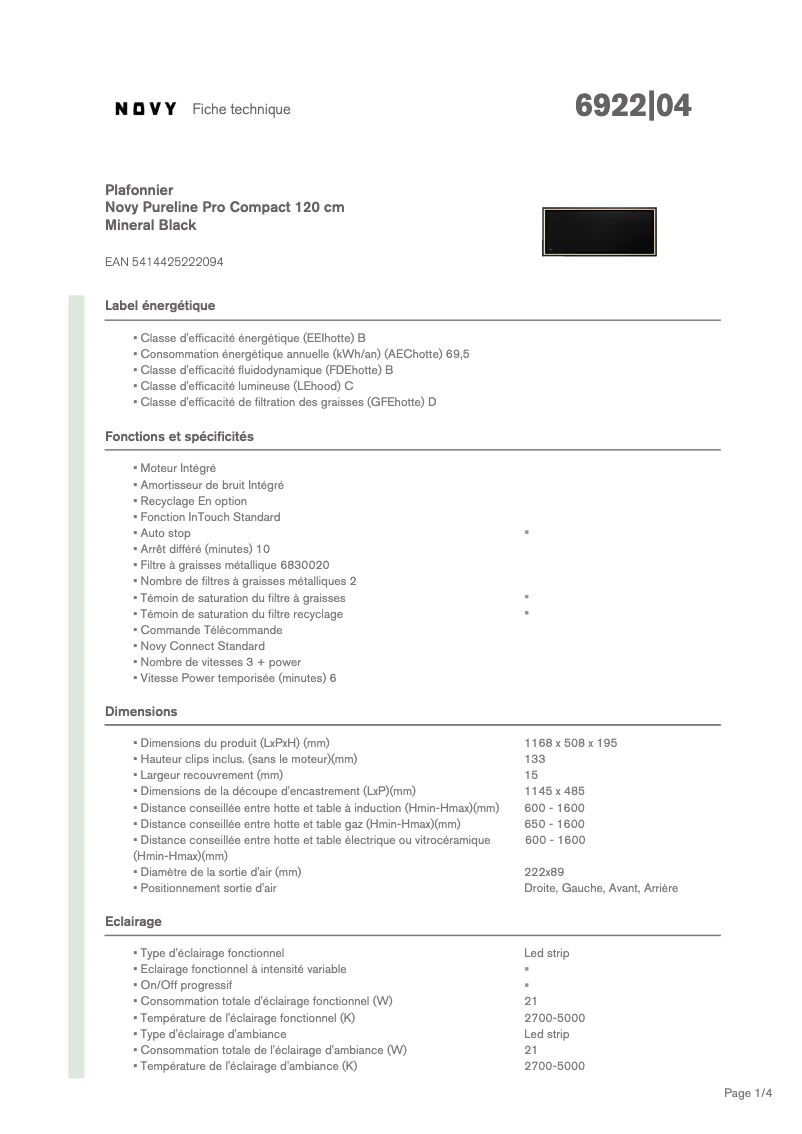 Image de la première page du manuel de l'appareil Pureline Pro Compact 6922