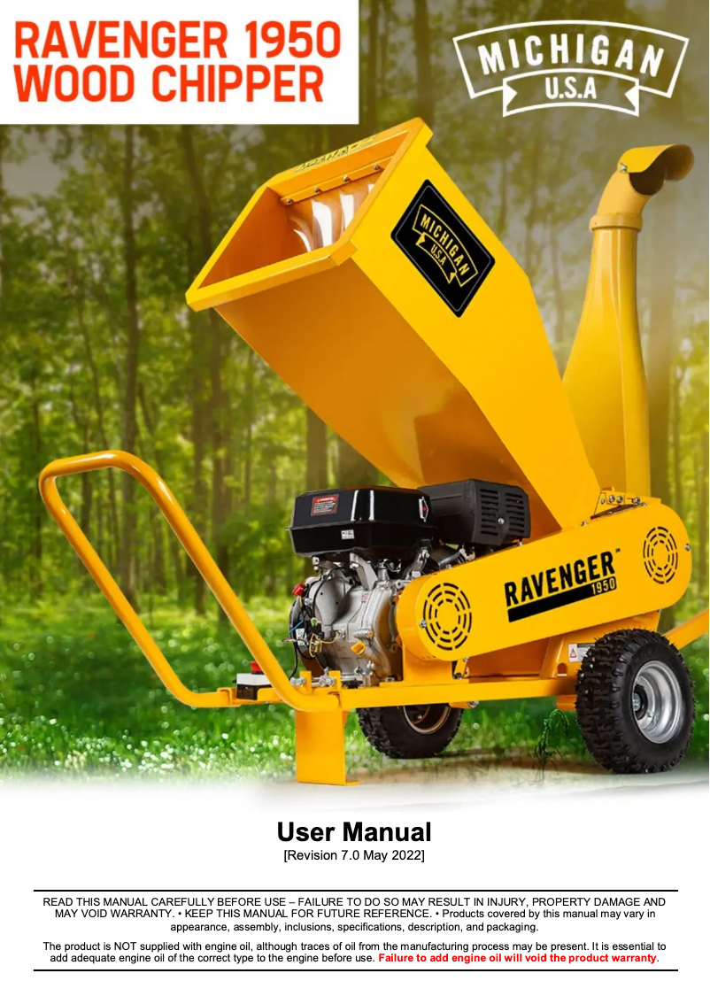 Page n°1 - Manuel utilisateur Michigan Ravenger 1950