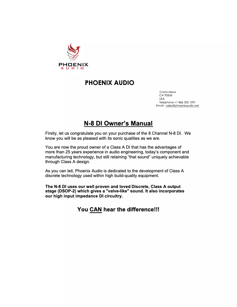 Image de la première page du manuel de l'appareil N-8 DI