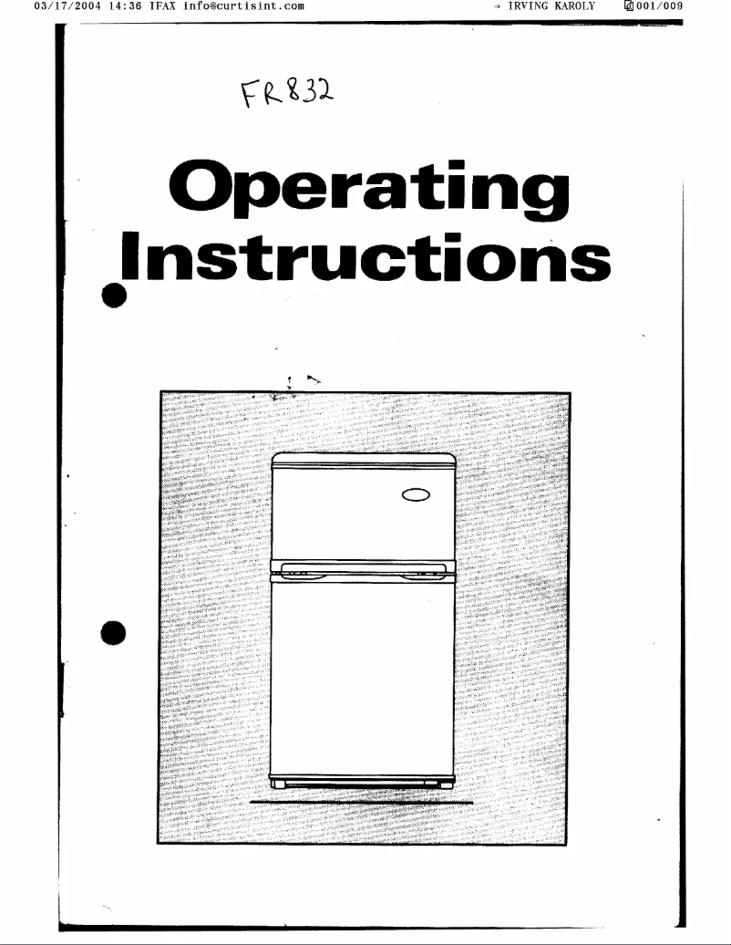 Page 1 de la notice Manuel utilisateur Curtis FR832