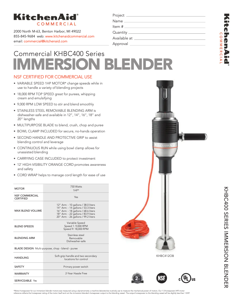 Page n°1 - Fiche technique KitchenAid KHBC418OB