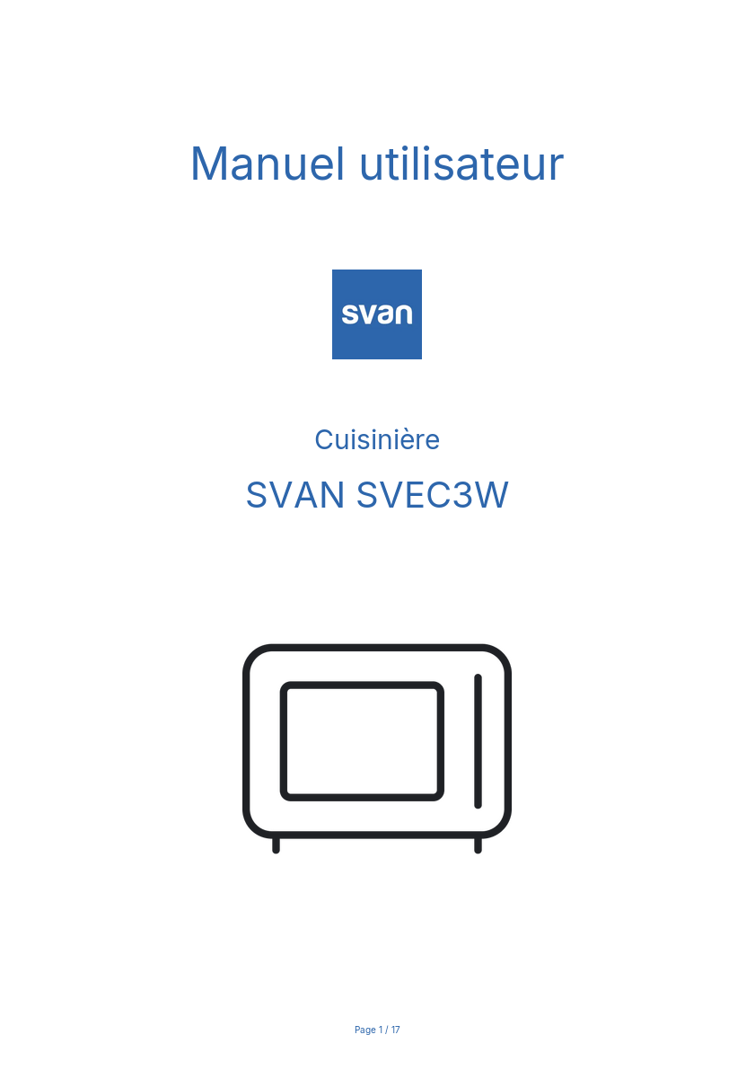 Image de la première page du manuel de l'appareil SVEC3W