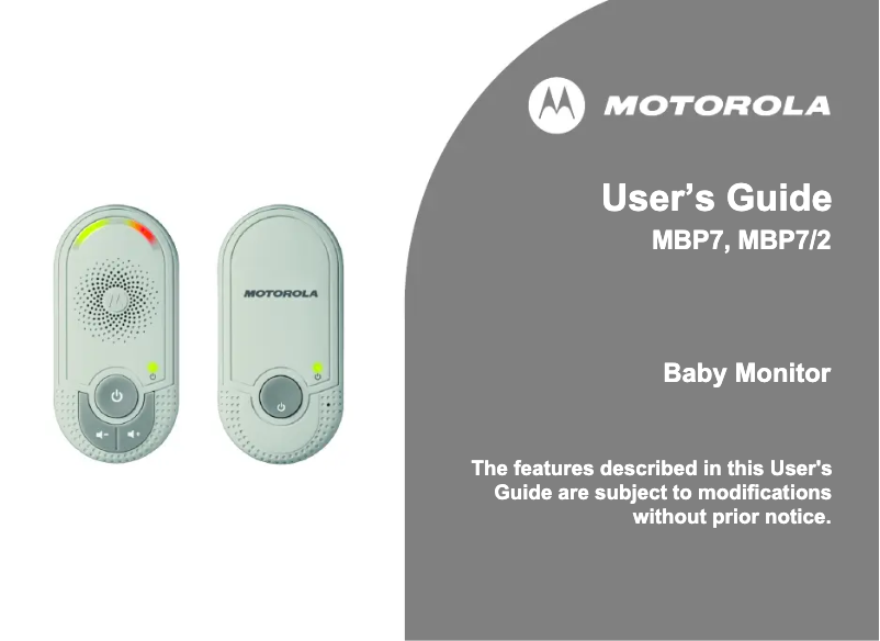 Page 1 de la notice Manuel utilisateur Motorola MBP7-2