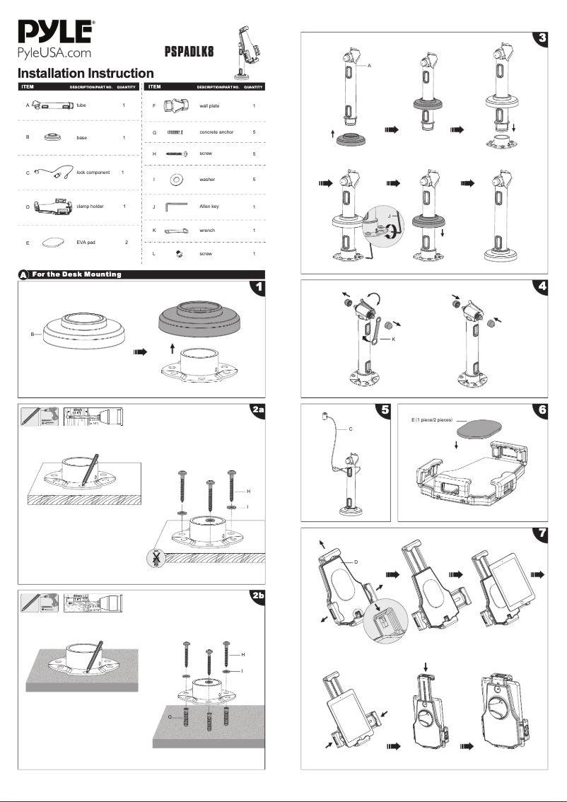 Page n°1 - Manuel utilisateur Pyle PSPADLK8