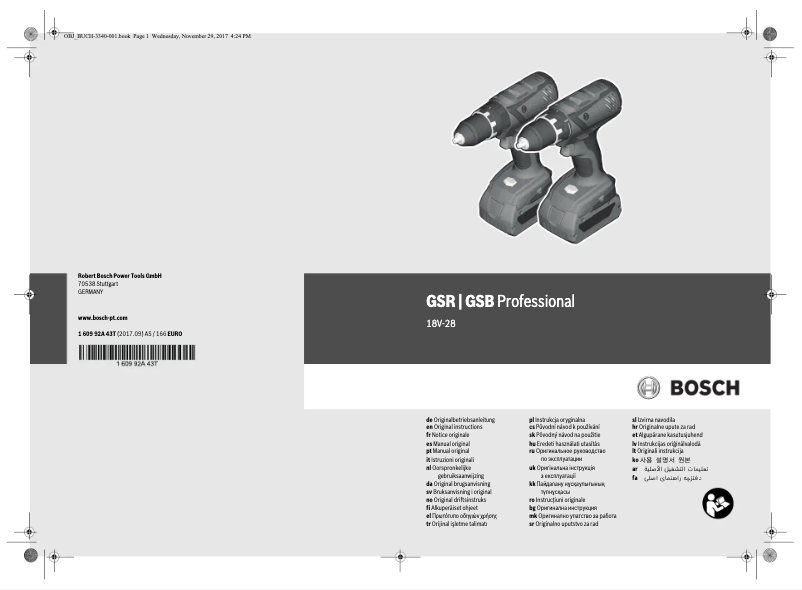 Page n°1 - Manuel utilisateur Bosch GSB 18 V-28